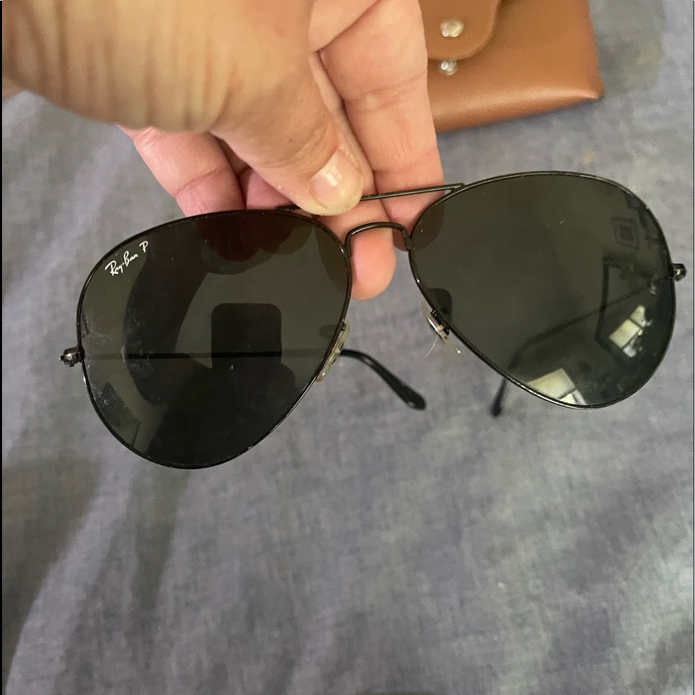 Rayban polarized all black aviators- extra large